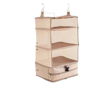 Organisateur de vêtements suspendu à trois niveaux de style japonais, pliable et portable, en tissu non tissé rectangulaire avec crochets - Product Image 5