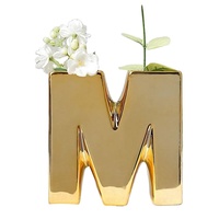 6 pouces luxe or M lettres métalliques symboles personnalisé Vase à fleurs en céramique pour pièce maîtresse événements de fête de mariage