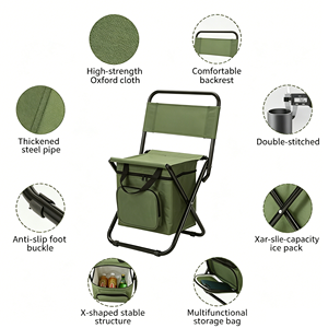 Silla Plegable Multifuncional para Camping con Aislamiento Térmico, Portátil para Jardín y Parque, con Mochila y Bolsa Refrigerante - Product Image 6
