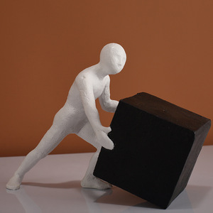 Figure Shaped Bookend Set 2Pcs Resin Minimalist Design For <b>Desk</b> Bookshelf Home <b>Study</b> Decor - Product Image 4