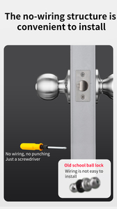 Cerradura Inteligente con Perilla y Huella Dactilar, Entrada sin Llave, WiFi, Control por Aplicación Tuya, para Puertas Interiores de Madera - Product Image 6