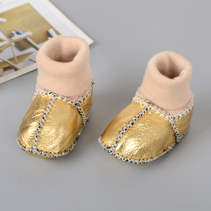 Детская обувь с меховой вставкой на мягкой подошве, для детей 0-12 месяцев, Обучающие прогулочные туфли, хлопковая обувь