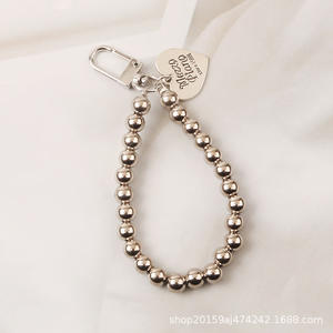 Nouveau porte-clés en forme de cœur, pendentif créatif en métal, chaîne à perles rondes, accessoires pour clés, décoration pour étui d'écouteurs ou sac, unisexe Q963 - Product Image 6