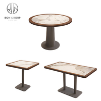 Ensemble de mobilier Ron Group en cuir, table et chaises demi-circulaires en marbre pour café, restaurant et espace commercial