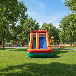 Tobogán Inflable Personalizado con Diseño de Palmera, Tobogán Acuático Inflable para Niños, Tobogán Seco con Temática Tropical - Product Image 1