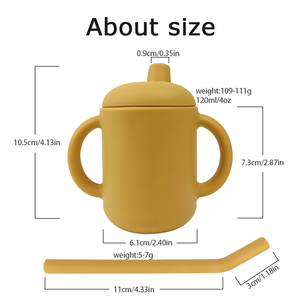 ชุดภาชนะอาหารสำหรับเด็กทารกทำจากซิลิโคน4ชิ้นพร้อมช้อนชุดป้อนอาหารปราศจากสาร BPA พร้อมถ้วยจิบโลโก้ตามสั่ง - Product Image 3