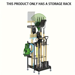 Organisateur d'outils de jardin en métal, crochets de rangement, <span class=keywords><strong>étagère</strong></span> d'organisation pour garage, support pour outils de nettoyage, tour de rangement pour balais et pelles - Product Image 2