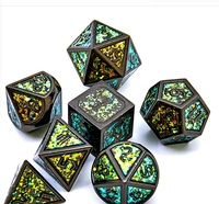 Ensembles de dés en métal mdn de 7 pièces de haute qualité en gros polyèdre en alliage de zinc pour les jeux D & D