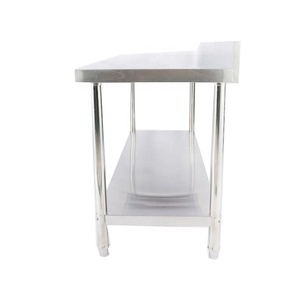 Mesa <span class=keywords><strong>de</strong></span> <span class=keywords><strong>trabajo</strong></span> <span class=keywords><strong>de</strong></span> acero inoxidable para <span class=keywords><strong>cocina</strong></span>, mesa <span class=keywords><strong>de</strong></span> <span class=keywords><strong>trabajo</strong></span> con doble capa y respaldo contra salpicaduras, personalizada co - Product Image 5