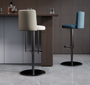 High-end custom commercial furniture modern style nightclub bar <b>stools</b> and chairs luxurious <b>leather</b> adjustable height metal - Product Image 6