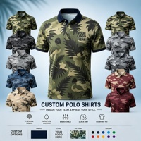 Chemise polo personnalisée avec logo, nouvelle collection, impression sublimée Hawaï, séchage rapide, motif camouflage, avec logo brodé