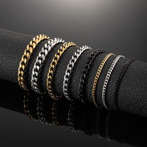 Bracelet en acier inoxydable à six faces - Tendance pour hommes et femmes. Bracelet chaîne cubaine simple pour la vente en gros - Product Image 2