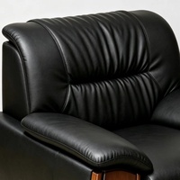 Canapé de bureau exécutif moderne une place en cuir de vachette pleine fleur importé, placage de bois E1 écologique, fauteuil laqué à base d'eau