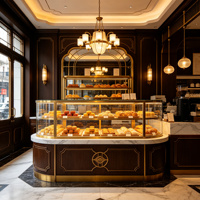 Vitrine de boulangerie en acrylique de style européen avec éclairage LED, vitrine en verre pour pain et gâteaux, équipement complet pour boulangerie sur mesure