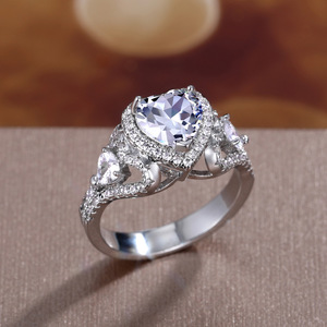 Anello da Donna con Accento a Cuore, Gioiello Elegante in Lega di Rame Regolabile, Regalo di Stile Scintillante - Product Image 2