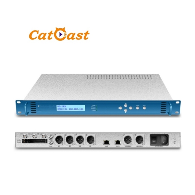 DVB-S/S2 DVB-T/T2 DVB-C Tuner IP ASI Input 2 XLR or 2*AES/EBU Output Audio IRD Decoder