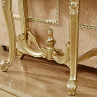 Table console en bois massif de style européen et américain, luxe léger, plateau en marbre semi-circulaire, étagère de salon, noble doré