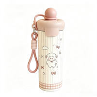 Bouteille d'eau isotherme en acier inoxydable 316 avec paille, grande capacité, motif ours en peluche mignon, pour l'école, avec sangle de transport
