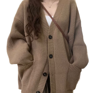 <span class=keywords><strong>Cardigan</strong></span> da Donna all'Ingrosso a Maniche Lunghe con Scollo a V in Maglia Invernale Tinta Unita Ampio con Bottoni <span class=keywords><strong>Cappotto</strong></span> Maglione - Product Image 1