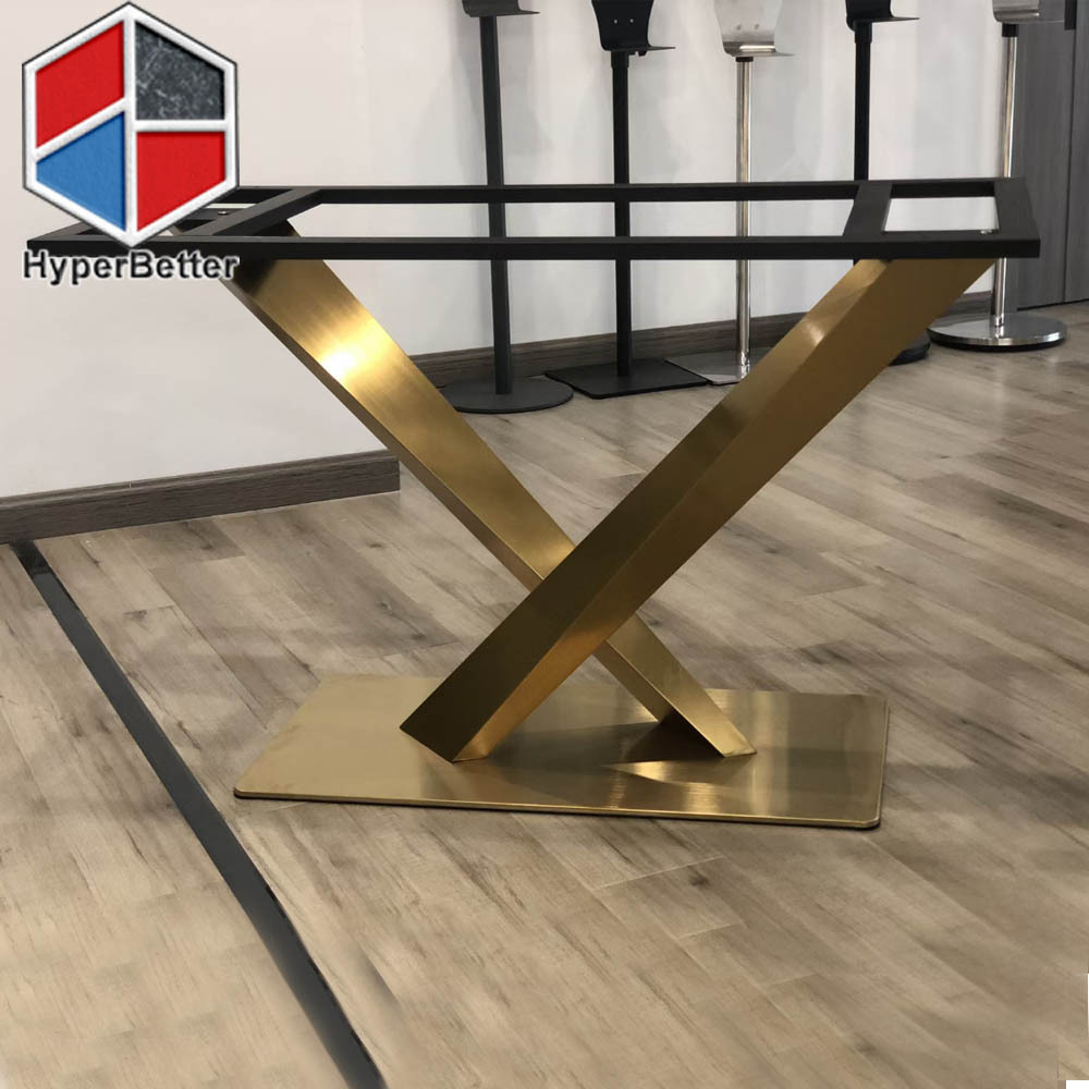 Золотая X-образная ножка стола для обеденного стола