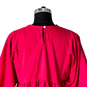 Haut peplum bohème en polyester brodé rouge pour femme, chemisier ethnique à manches ballon, tunique folklorique traditionnelle pour adulte, ODM - Product Image 4