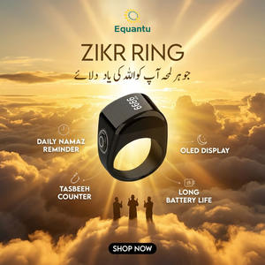 Bague de comptage Tasbih islamique en alliage de zinc Equantu QB702 2026 avec écran OLED, étui de chargement et étanchéité – Bague Zikr - Product Image 1