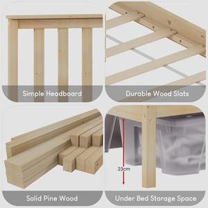 Inweto 200x150 Design sofisticato stile moderno pino massiccio <span class=keywords><strong>letto</strong></span> King Size in legno con <span class=keywords><strong>testiera</strong></span> per camera da <span class=keywords><strong>letto</strong></span> naturale - Product Image 4