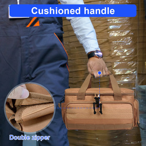Tool Duffle Bag Brown Multi Function Water Resistant Tool Storage With Top Handle Universal Use 5-9 Pockets Nylon Lining - Product Image 3