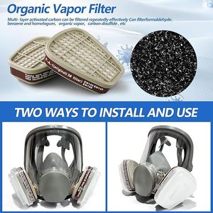 Cartuchos <span class=keywords><strong>de</strong></span> silicona reutilizables <span class=keywords><strong>de</strong></span> cara completa Negra Máscara <span class=keywords><strong>de</strong></span> gas Filtro <span class=keywords><strong>de</strong></span> carbón <span class=keywords><strong>para</strong></span> polvo Máscara <span class=keywords><strong>de</strong></span> gas <span class=keywords><strong>para</strong></span> pintura en aerosol con filtros dobles - Product Image 6