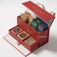 Boîte à tiroir magnétique double couche en papier texturé gaufré de qualité alimentaire avec poignée, personnalisée pour cadeaux de Diwali en gros