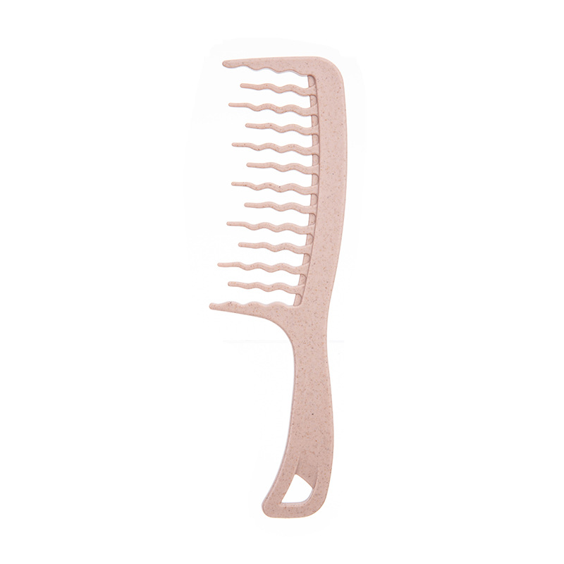 Peigne à dents ondulées en paille de blé, rouge orangé