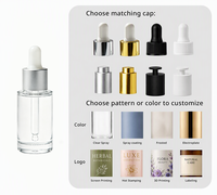 Flacon en verre rectangulaire de luxe 30 ml avec pipette compte-gouttes et anneau doré pour sérum facial, emballage de produits de beauté et de soins de la peau, OEM