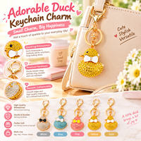 Porte-clés Lumineux en Forme de Canard Animalier Mignon avec Strass Scintillants et Diamants Incrustés en Alliage de Cristal – Grande Vente