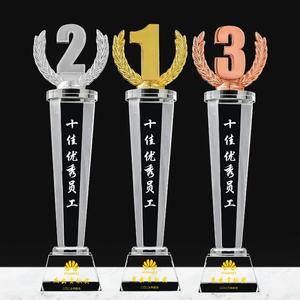 Gold Silber Bronze Metall Nr. 1 2 3 Crystal Glass Awards Trophäen MH-MJ0063 - Product Image 1