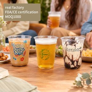 Gobelets en plastique PET de 18 oz imprimés numériquement sur mesure avec couvercles, gobelets personnalisés avec logo pour boissons, gobelets pour lait au thé, à emporter - Product Image 1