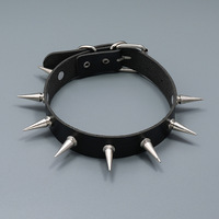 Collier ras du cou Emo Spike Punk pour femme et homme, en cuir noir clouté avec rivets, collier ras du cou gothique, bijoux gothiques, accessoires gothiques