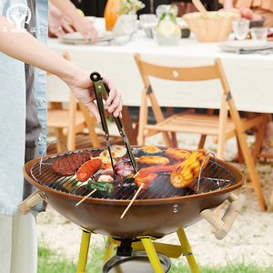 Mini barbecue portable en acier au charbon de bois, four à barbecue de style coréen moderne, émaillé en porcelaine, forme <span class=keywords><strong>ovale</strong></span>, pour extérieur - Product Image 6