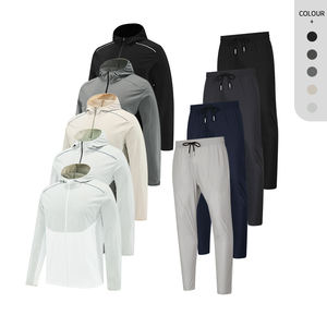 طقم ملابس رياضية للرجال مكون من قطعتين: سترة وبنطلون، بدلة رياضية للجيم والركض في الهواء الطلق مقاومة للماء - Product Image 2