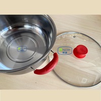 Batterie de cuisine 12 pièces en acier inoxydable avec poignées rouges, comprenant une marmite à soupe et une casserole à lait de 16 pouces – Vente chaude