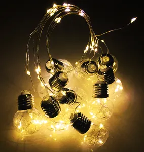 TOPREX venta al por mayor Navidad hogar tienda decorativa 3M 5m de longitud solar y cable de alimentación operado bola bombilla luces LED alambre de cobre