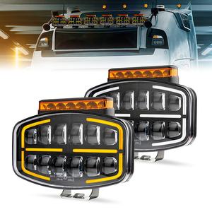 Faro LED para Camiones de 10-30V, LED 4x4 Blanco Ámbar para Camiones Pesados <span class=keywords><strong>Scania</strong></span> Volvo con Luz de Posición + R65 360 Grados - Product Image 1