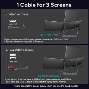 Nueva pantalla portátil Fopo para laptop, monitores de 15.3 pulgadas, 1 cable para 3 pantallas, pantallas plegables para Windows y Mac - Product Image 4