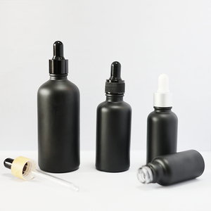 Empty Matte Black <b>Glass</b> Dropper <b>Bottles</b> 10ml 20ml 30ml 50ml Black Rubber Boston Essential <b>Bottle</b> - Product Image 1