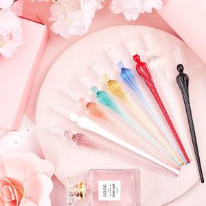 Ensemble de stylos plume en verre de Murano fantaisie et coloré 2026, cadeau créatif pour les étudiants et les professionnels des finances, pour l'écriture et l'encre à tremper - Product Image 4