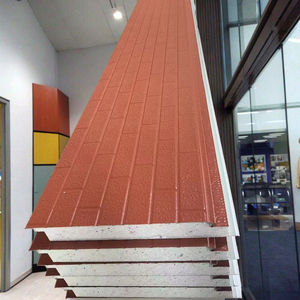 Panneau sandwich en acier et <span class=keywords><strong>polyuréthane</strong></span> économique 16mm 20mm pour mur extérieur, maison préfabriquée, chambre froide, atelier, salle de bain, isolation ignifuge - Product Image 1