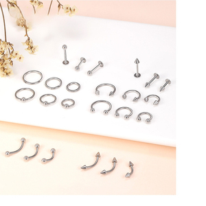 เครื่องประดับเจาะร่างกายทำจากสแตนเลส |   แหวนลูกปัดแบบฝัง, บาร์เบล, ลาเบรต์ และบาร์โค้ง |   ป้องกันการแพ้และทนทาน - Product Image 2