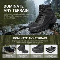 Bottes de travail de sécurité pour hommes, personnalisées OEM, noires, à tige haute, respirantes, en maille synthétique, en cuir synthétique, à lacets, antidérapantes, résistantes à l'usure
