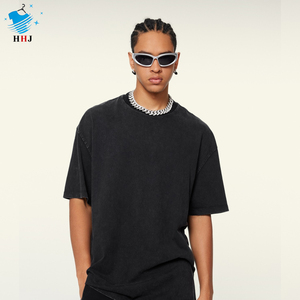 Camiseta Oversize Blanca de Algodón Grueso con Estampado Directo, Diseño de Hombros Caídos, Estilo Urbano para Hombre, Camiseta Lisa - Product Image 1