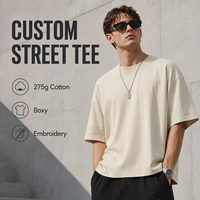 T-shirts pour hommes à manches courtes, coupe ample, épaules tombantes, 100% coton 275 GSM, style urbain, avec graphisme personnalisé, vente en gros