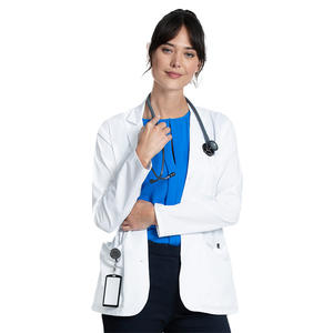 Qualité supérieure XL Lady Doctor Scrubs Logo personnalisé Polyester Coton Tricoté Tissu Clinique Médicale Hôpital Femmes Blouse de Laboratoire - Product Image 4
